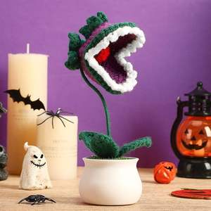 Novo Crochet Planta Em Vaso Flor Carnívora Criativa Planta Em Vaso, Decoração De Flor De Globo De Olhos Divertido - Product Image 2