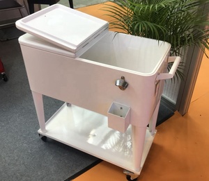 Glacière rétro de jardin 75l, glacière à vin la plus fraîche, boîte d'isolation en métal, glacière, seau à glace, chariot à glace avec plateau - Product Image 2