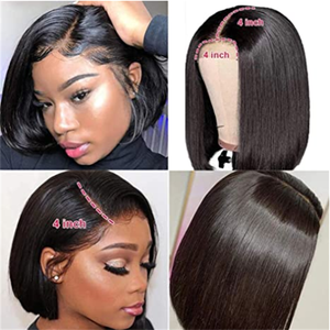 Cheap 4*4 Lace Closure Bob <strong>Wig</strong> Glueless Blend Human Hair Pre Cut 4x4 Lace <strong>Wigs</strong> Glueless <strong>Short</strong> Bob Closure <strong>Wigs</strong> 8-16 Inch - Product Image 6