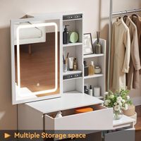 Miroir de coiffeuse à éclairage LED, 3 modes d'éclairage, luminosité réglable, table de maquillage, 4 tiroirs, chambre/salon