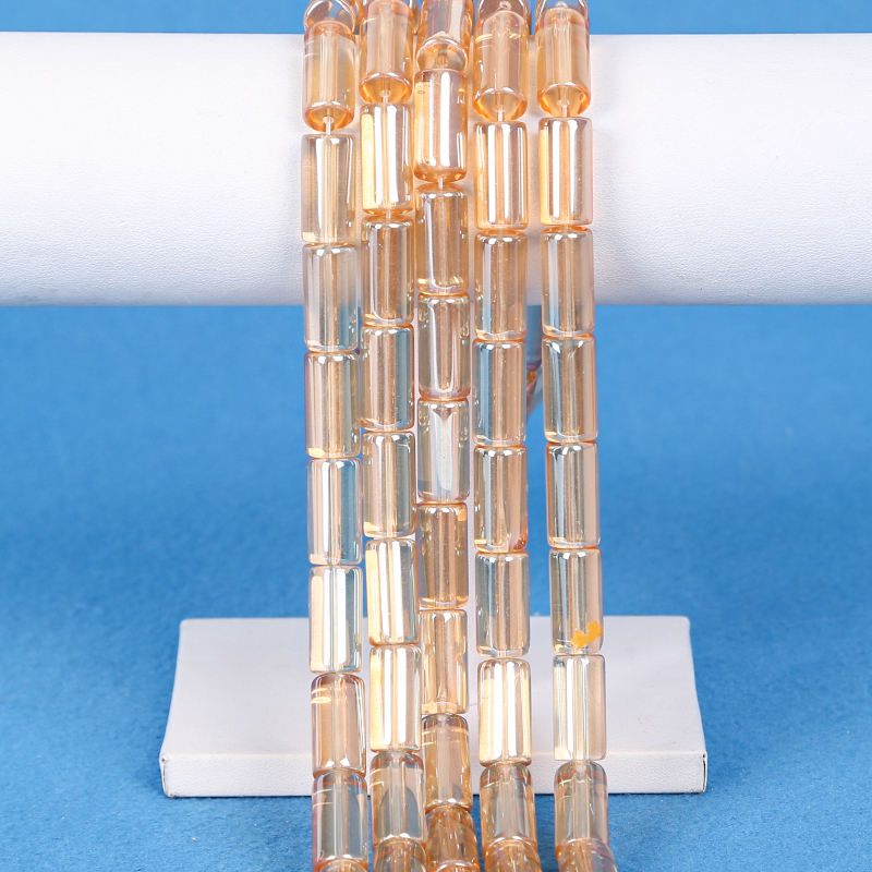 Mixed Color Cylindrical Glass Beads Smooth Transparent Crystal Loose Bead Jewelry Necklace DIY Making