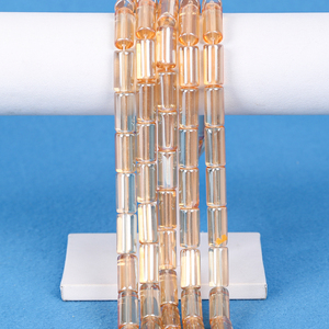 Cuentas de vidrio cilíndricas de colores mezclados, collar de joyería de cuentas sueltas de cristal transparente liso, fabricación DIY - Product Image 4