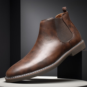 <span class=keywords><strong>Botas</strong></span> de Tobillo Chelsea Vintage para <span class=keywords><strong>Hombre</strong></span>, de Primera Calidad, Combinables con Todo, con Paneles Laterales Elásticos Dobles, Suela de Goma Antideslizante, para Uso Diario, Oficina, Aire Libre, Casual - Product Image 1
