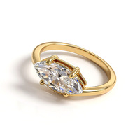Bague de fiançailles en moissanite taille marquise, argent sterling 925 plaqué or 18 carats, sertissage griffe, bijoux minimalistes pour femme