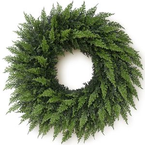 Guirnalda Navideña Artificial de 24 Pulgadas, Textura Suave, PE, Imitación Cedro Verde, Agujas de Pino, para Puerta Principal, Decoración Navideña - Product Image 1