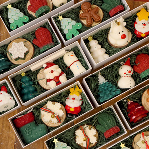 Cây giáng sinh thủ công và nến thơm hình hươu trang trí lễ hội với hương thơm trong hộp quà tặng sáng tạo - Product Image 1