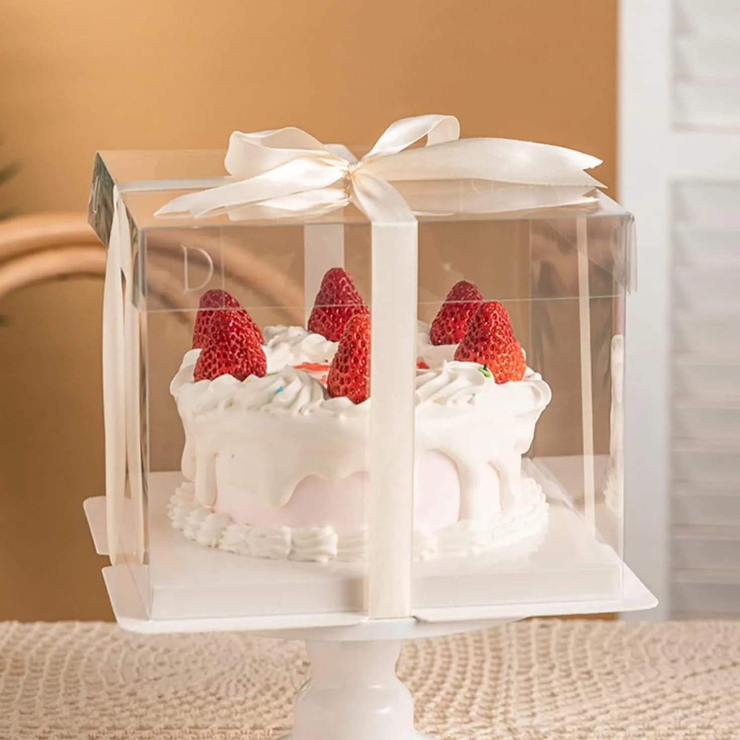 40pcs 10 pouces Boîtes à gâteaux transparentes Conteneurs à gâteaux Grande boîte à gâteaux transparente pour anniversaire, mariage