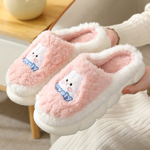 Nouvelles pantoufles d'intérieur en coton personnalisées pour femme, mignonnes, à semelle épaisse, chaudes pour l'hiver, avec fourrure, pour couple, design spécial pour homme - Product Image 5