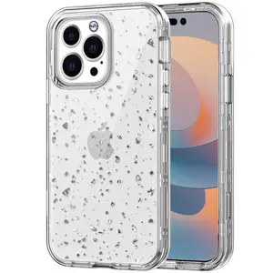 Casing Ponsel Tiga Lapis Glitter Mewah, Casing Ponsel Tiga Lapis Penuh Bodi untuk iPhone 14 Pro Max