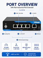 Extensor PoE Industrial de 5 Puertos 10/100M para Riel DIN IEEE802.3af/at/bt, Extensor/Repetidor Ethernet PoE de 100m