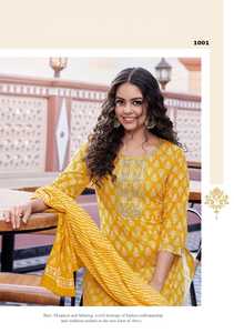 Ropa de Festival de buena calidad, pantalón Kurti de algodón puro impreso con bordado, fabricación Dupatta de la India - Product Image 2