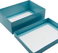 Grandes boîtes à mémoire de 30x20x10cm avec ruban bleu et lavande personnalisées Cadeaux d'anniversaire et de bébé en papier emballé à plat