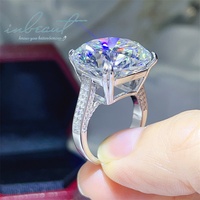 Neuer Beliebter Silber 925 Original 20 Karat Brillantschliff Diamant-Test Bestanden D-Farbe Moissanit-Ring für Damen Hochzeit Feiner Schmuck
