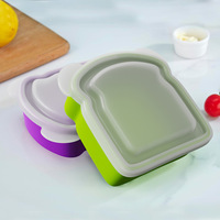 Boîte à lunch en silicone pour enfants, vente en gros d'usine - Boîte bento portable pour conserver les aliments avec couvercle, capacité 301-500 ml, forme carrée
