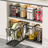 Étagère de rangement pour cuisine en métal noir, support de comptoir, organisateur sous l'évier