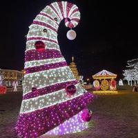 Gigantesca Scultura Natalizia 3D LED a Forma di Cappello di Babbo Natale da 300 cm, Impermeabile IP65 per Esterni, Ideale per Esposizioni Commerciali in Centri e Piazze