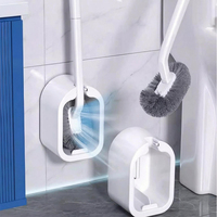 BOOMJOY Brosse WC multifonction écologique en PP, style caddie, avec long manche et design incurvé en S pour un nettoyage en profondeur des canalisations et des rainures