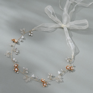 Vignes de cheveux de mariée perles de cristal fleur accessoires de cheveux de mariage diadème casque pour demoiselle d'honneur première <span class=keywords><strong>Communion</strong></span> - Product Image 2