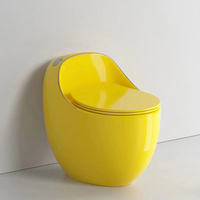 WC monobloc de luxe en céramique, design élégant, avec ligne dorée, forme œuf, pour salle de bain