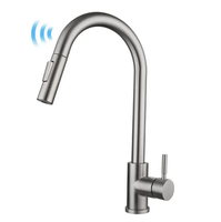 Robinet de cuisine moderne en acier inoxydable 304 Smart Touch avec capteur d'eau chaude automatique, mélangeur chaud et froid