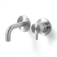 Robinet de lavabo mural noir moderne en acier inoxydable 304 avec cartouche céramique, mitigeur monocommande à double trou pour eau chaude et froide, chambre à coucher