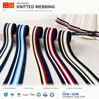 Ruban jacquard rayé en tricot OEM ODM OEKO TEX100, ruban personnalisé avec logo, couleurs polyester, ruban rayé en tricot pour vêtements