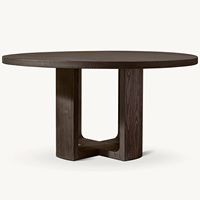 Tables de salle à manger vintage de style français personnalisées Rhoohill, style américain, en olivier recyclé, table ronde en bois massif moderne