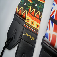 Sangle de guitare acoustique noire avec logo personnalisé avec médiators Ceinture de cou confortable