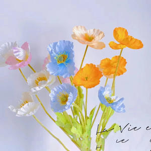 Haute qualité belle artificielle <span class=keywords><strong>coquelicot</strong></span> soie fleurs <span class=keywords><strong>fausse</strong></span> <span class=keywords><strong>fleur</strong></span> pour la maison mariage Salon fête luxe décoration livraison gratuite - Product Image 3