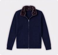 Cardigan en tricot personnalisé en usine avec col en fourrure, mélange laine-acrylique et étiquette de col sur mesure