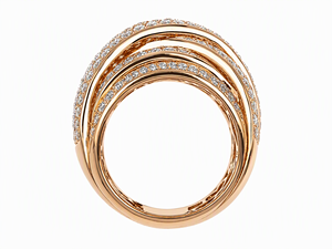 Bague en diamant naturel, or 18 carats, bijou de luxe pour femme, triple bande croisée, or massif 18 carats, pour un usage quotidien - Product Image 2