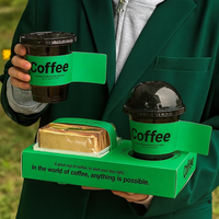 Boîte d'emballage pour œufs et toasts avec logo personnalisé, emballage épais pour sandwichs, emballage pour restaurant, gobelet à café, plateau en papier avec poignée intégrée