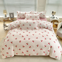 4 pièces 100% polyester microfibre imprimé housse de couette drap de lit doux tissu microfibre drap de lit ensemble de literie