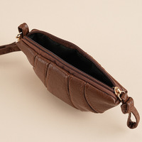 Pochette Croissant Bagel Pu Mini Rétro Style Influenceur, Étui à Clés Étanche Ultra-Léger, Pochette à Rouge à Lèvres et Écouteurs, Porte-Monnaie à Suspendre au Cou