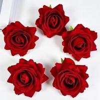 Têtes de roses en velours rouge vin, roses profondément rouges, fleurs de mariage, décoration de mariage, fleurs artificielles en gros