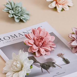Fleur artificielle de dahlia, style européen vintage, pour coiffe, fleur décorative en soie, décoration douce, fleur assortie - Product Image 2