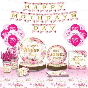 Oferta Especial: Set Moderno y Ecológico <span class=keywords><strong>de</strong></span> Artículos Florales <span class=keywords><strong>para</strong></span> el Día <span class=keywords><strong>de</strong></span> la Madre, Platos, Vasos, Servilletas y <span class=keywords><strong>Decoraciones</strong></span> Desechables - Product Image 1