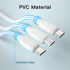 <span class=keywords><strong>Cable</strong></span> de Carga Rápida <span class=keywords><strong>3</strong></span> en 1 de PVC Tipo C <span class=keywords><strong>Micro</strong></span> <span class=keywords><strong>USB</strong></span> EV <span class=keywords><strong>3</strong></span> Colores 1.2m 2.4A para iPhone y Teléfonos Android, <span class=keywords><strong>Cable</strong></span> de Datos de Silicona - Product Image 4