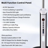 Ventilateur sur pied rechargeable solaire AC/DC à vente chaude avec lumière, oscillation et contrôle de la vitesse pour la maison, le bureau et l'extérieur