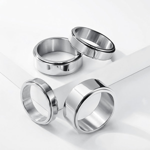 Cross-border trade, smooth rotating <b>ring</b>, <b>titanium</b> steel plated with 18K gold, engraved, couple <b>rings</b>, anxiety-relieving jewelry - Product Image 5