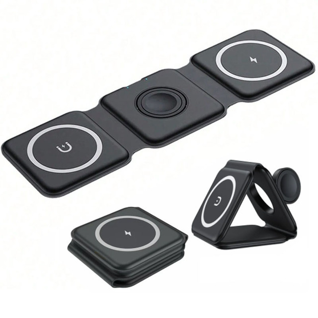 3 in 1Multifunctional Fast 15W Folding Magnetic Wireless Charger for Mobile Phone Headset Enhanced Wireless Charging