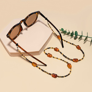 Chaîne de lunettes, cordon pour masque, perles écaille de tortue ambrées, antidérapant, anti-perte, sangle de cou - Product Image 1