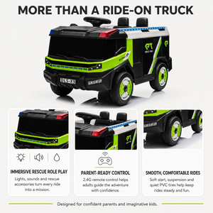 Nouveau modèle 2026, très demandé : <span class=keywords><strong>Camion</strong></span> <span class=keywords><strong>de</strong></span> pompiers électrique <span class=keywords><strong>12V</strong></span> 4.5AH pour enfants, véhicule porteur à batterie avec suspension intégrale - Product Image 3