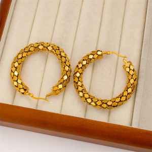 Luxury Fish Scale Hoop Earrings 18K Gold Plated <strong>Stainless</strong> <strong>Steel</strong> Elegant Dangle Earrings for Women Vacation <strong>Jewelry</strong> - Product Image 3