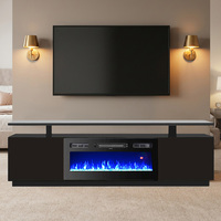Cheminée électrique avec effet de cristaux de flamme à 3 couleurs, minuterie, 71 pouces, support TV pour salon