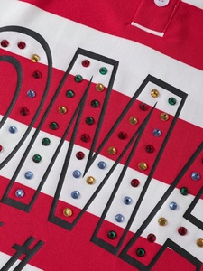 <span class=keywords><strong>Polo</strong></span> da uomo a righe con stampa grafica personalizzata con strass Casual da uomo di moda Streetwear da uomo - Product Image 4