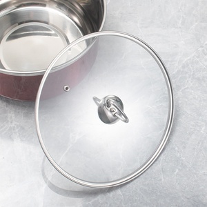 ステンレス鋼パンセットキッチン調理器具5個セットクッキングポットキャセロールポットハンドル付き透明ガラスふた付き - Product Image 4