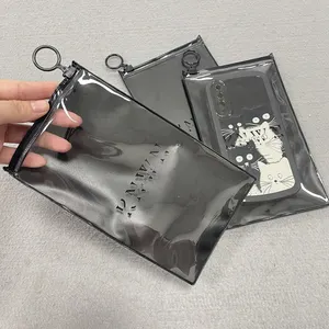 Hot Sale Custom Transparant Rits Bags One Side Clear Black Plastic Pvc Pakket Tas Voor Industrieel Gebruik Kleding Haar Verpakking