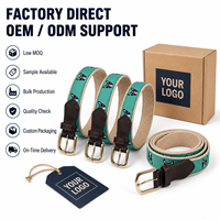 Ceinture en toile personnalisée avec impression OEM, ceinture en toile avec garniture en cuir pour clubs et cadeaux