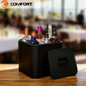 Cubo de Hielo para Champán de Plástico de Gran Capacidad para Fiestas al Aire Libre, Cubo de Hielo Comercial de Doble Pared Aislado <span class=keywords><strong>con</strong></span> <span class=keywords><strong>Tapa</strong></span> - Product Image 2